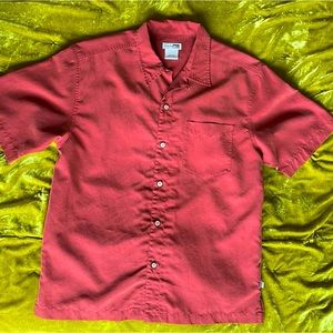 REI Mens Button-up with chest pocket in burnt orange short sleeve size small